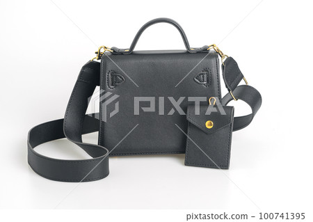 beautiful leather fashion bag on white background beautiful leather fashion bag on white background 100741395