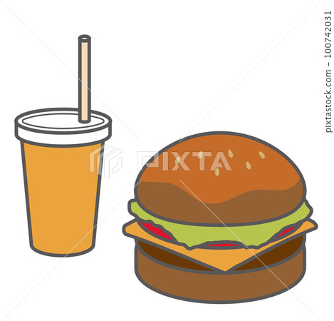 Illustration of hamburger and drink 100742031