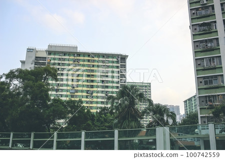 March 18 2023 High density public housing estate, Tai Wai, HK March 18 2023 High density public housing estate, Tai Wai, HK 100742559
