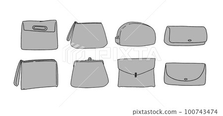 Illustration set of gray clutch bag 100743474