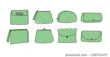 Green clutch bag illustration set 100743475