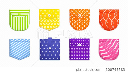 Cartoon jean back pants pocket vector icon set 100743583
