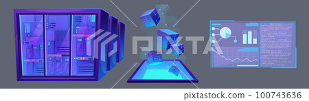 Digital data analysis dashboard, server room Digital data analysis dashboard, server room 100743636