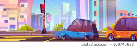 Stop red traffic light stop signal for car on road Stop red traffic light stop signal for car on road 100743658