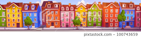 Scandinavian city street panoramic view 100743659