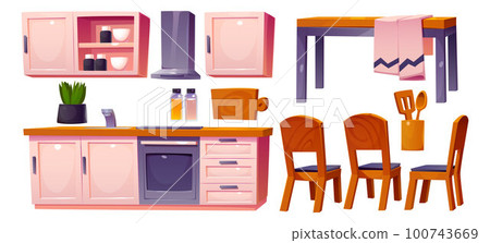 Home kitchen room interior vector furniture set 100743669