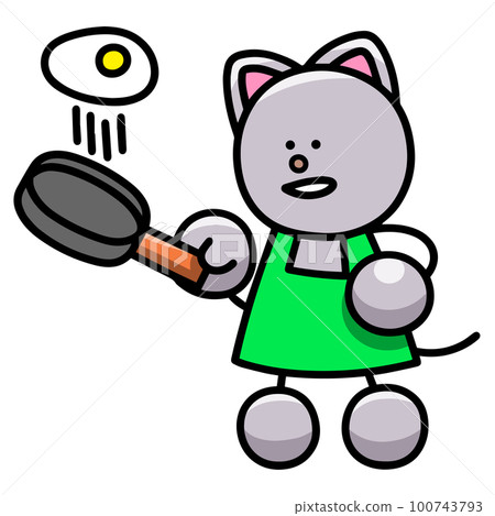 Illustration of Nyanmaru cooking a fried egg cat 100743793