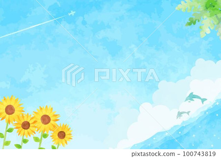 Cute seascape illustration inspired by summer 100743819