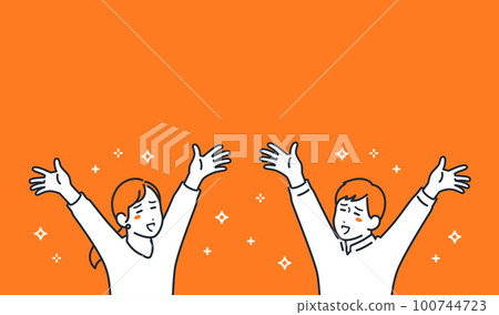 簡單的矢量插畫素材快樂的攤開雙手的青年男女 100744723