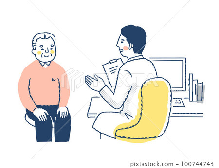 Male patient and doctor in examination room Male patient and doctor in examination room 100744743