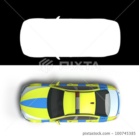 modern police car top view 3d render on white with alpha modern police car top view 3d render on white with alpha 100745385