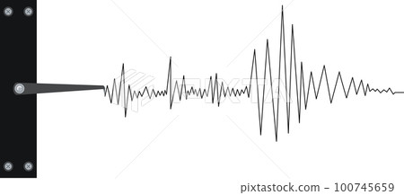 Seismograph earthquake or polygraph test red wave. 100745659