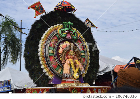 Colorful Kavadi view by devotees in Thaipusam 100746330
