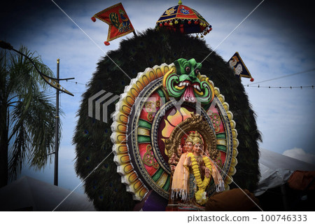 Colorful Kavadi view by devotees in Thaipusam 100746333