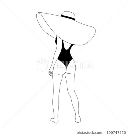 Faceless curvy female in a swimsuit contour Vector Image