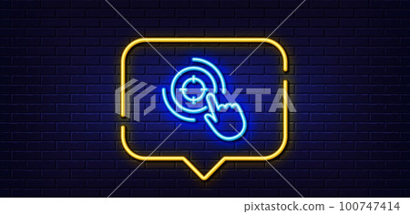 Neon light speech bubble. Seo target line icon.... - Stock Illustration ...