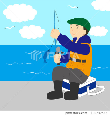 一個男人坐在冷藏箱裡（有背景） 100747566