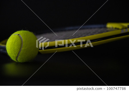Tennis ball racket close-up sports image material Tennis ball racket close-up sports image material 100747786