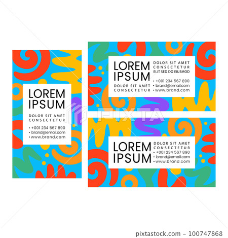 VECTOR BUSINESS CARD Childish Doodle Shape Bright Templates Minimal Hand Drawn Figures Contemporary Style African Design Modern Contact Method Of Client People 100747868