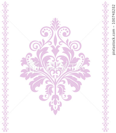 Damask graphic ornament. Floral design element. Pink and white vector pattern 100748282