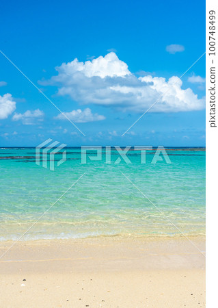 [Kagoshima Prefecture] Amami Oshima Blue sea and blue sky at Tomori Beach 100748499