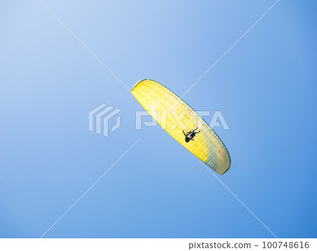 Paraglider on the blue sky in Taiwan. Paraglider on the blue sky in Taiwan. 100748616