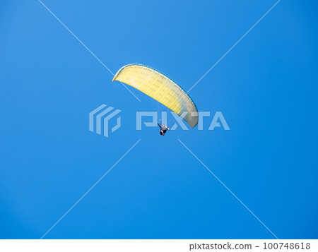 Paraglider on the blue sky in Taiwan. Paraglider on the blue sky in Taiwan. 100748618