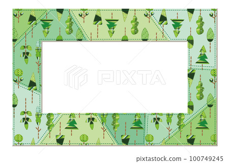 拼布風格織物樹圖案綠色框架 拼布風格織物樹圖案綠色框架 100749245