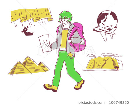 旅行：一位女士環遊世界著名景點的插圖集 100749260