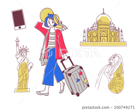 旅行:一位女士環遊世界著名景點的插圖集 旅行:一位女士環遊世界著名景點的插圖集 100749271