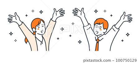舉雙手萬歲的年輕商務人士簡單矢量圖素材 舉雙手萬歲的年輕商務人士簡單矢量圖素材 100750129