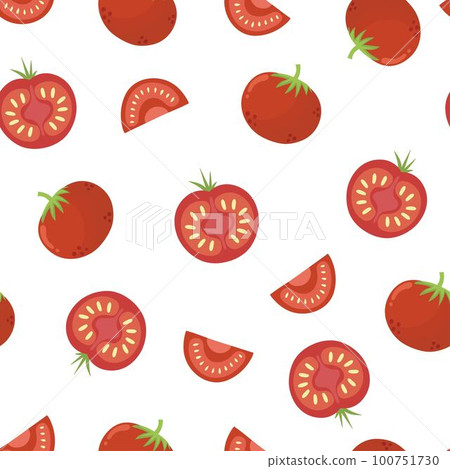 Tomatoes seamless pattern. Healthy vegetable red background 100751730