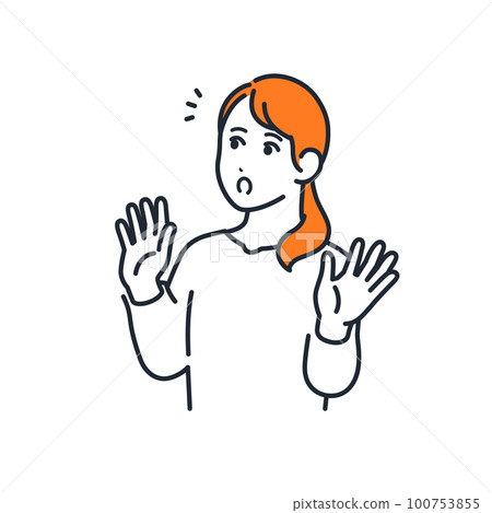 一個驚訝的年輕女人的簡單矢量插圖素材 100753855