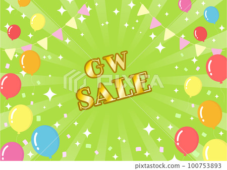 Balloon and garland sale image material green 100753893