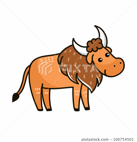 Bison. African animal. Vector doodle illustration for kids. Bison. African animal. Vector doodle illustration for kids. 100754501