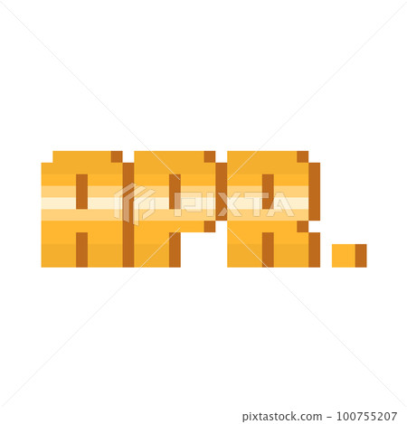 Pixel art gold short april text. Pixel art gold short april text. 100755207