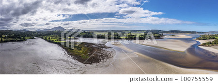 Aerial view of Castle Dow and Sheephaven Bay in Creeslough - County Donegal, Ireland 100755559