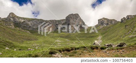 Central Massif from Sotres, Picos de Europa National Park, Spain 100756403