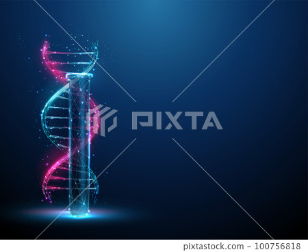Color 3d DNA molecule helix inear the lab test tube Color 3d DNA molecule helix inear the lab test tube 100756818