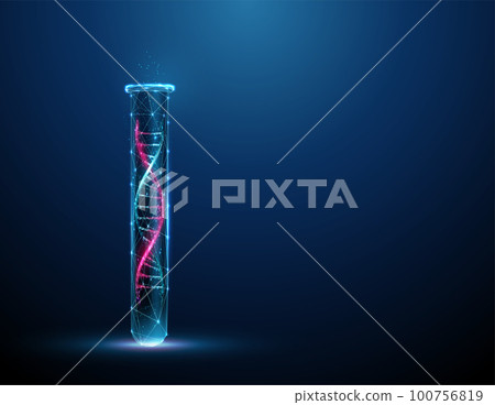Color 3d DNA molecule helix in the lab test tube 100756819
