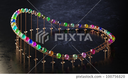 Small balls roll along the marble run Small balls roll along the marble run 100756820
