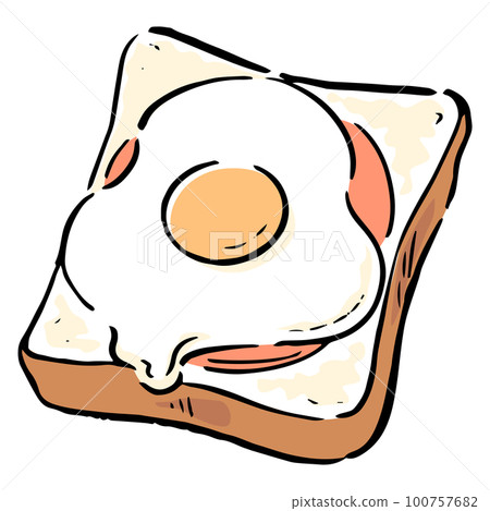hand drawn ham egg toast 100757682