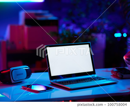 modern office with table, tablet PC and laptop blank screen modern office with table, tablet PC and laptop blank screen 100758004