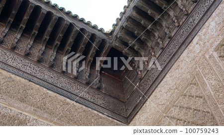 Bou Inania Theological Seminary, stucco on the roof [Fes, Morocco] 100759243