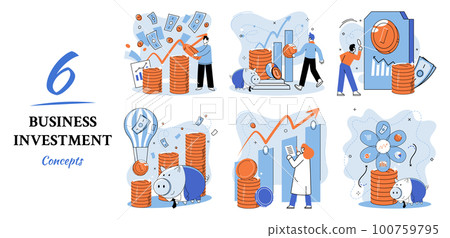 Business investment metaphor. Investment capital profit and income multiplying. Buying shares and funds, modern economy Business investment metaphor. Investment capital profit and income multiplying. Buying shares and funds, modern economy 100759795