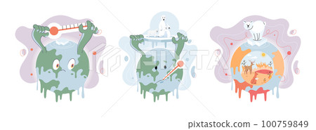 Climate change concept. Global warming metaphor. Temperature rising animal extinction. Environment Day Climate change concept. Global warming metaphor. Temperature rising animal extinction. Environment Day 100759849