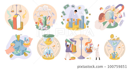 International investment company, money fly around world. Global economy financial system concept 100759851