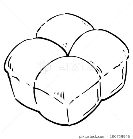 手繪撕破的麵包黑白 100759946