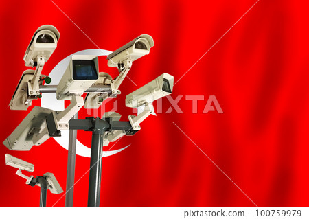 Turkish CCTV camera on the flag of Turkey Surveillance Turkish CCTV camera on the flag of Turkey Surveillance 100759979