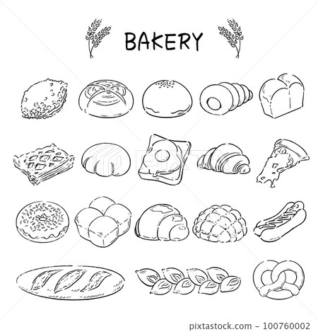 Hand drawn cute bread illustration set 100760002